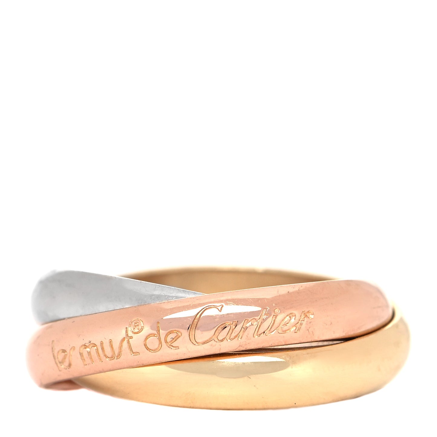 18K Pink Yellow White Gold Classic Les Must De Cartier Trinity Ring 56 7.5