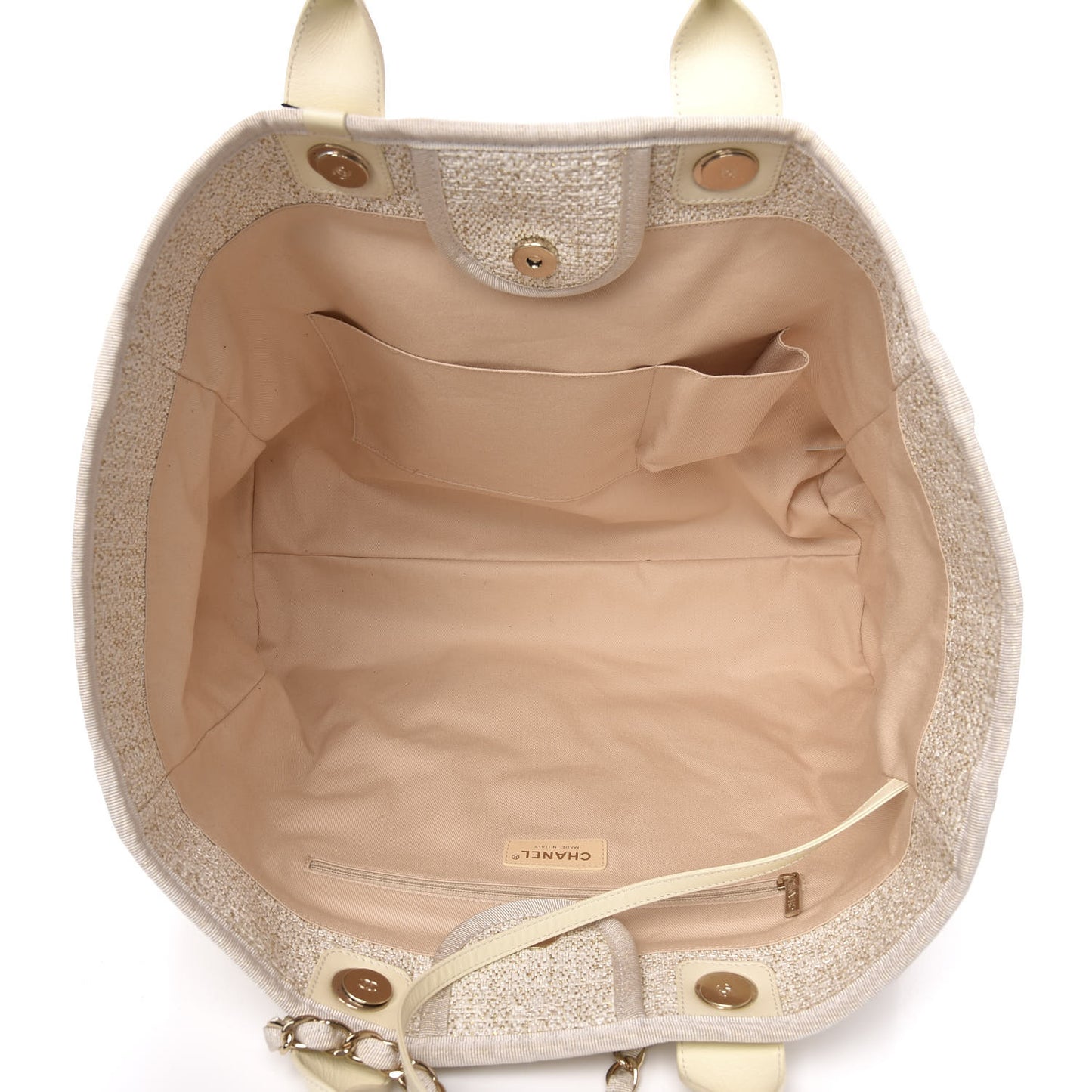 Lurex Boucle Large Deauville Tote Ivory