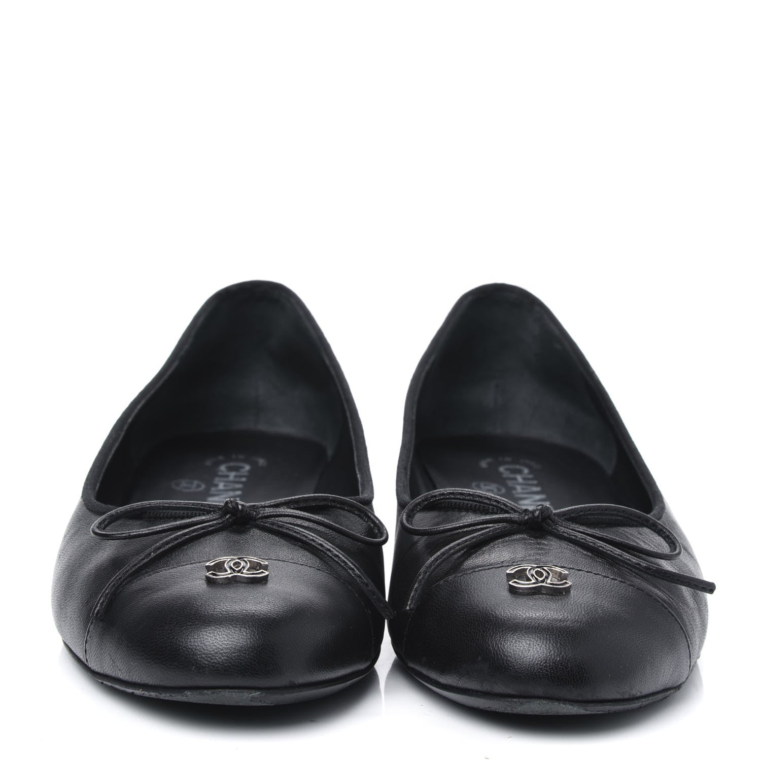 Chanel Lambskin Cap Toe CC Ballerina Flats 36 Black 2 of 10