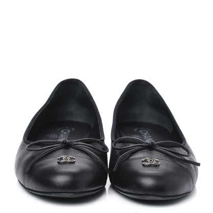 Chanel Lambskin Cap Toe CC Ballerina Flats 36 Black 2 of 10