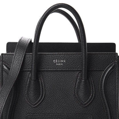 Celine Drummed Calfskin Nano Luggage Black 10 of 10