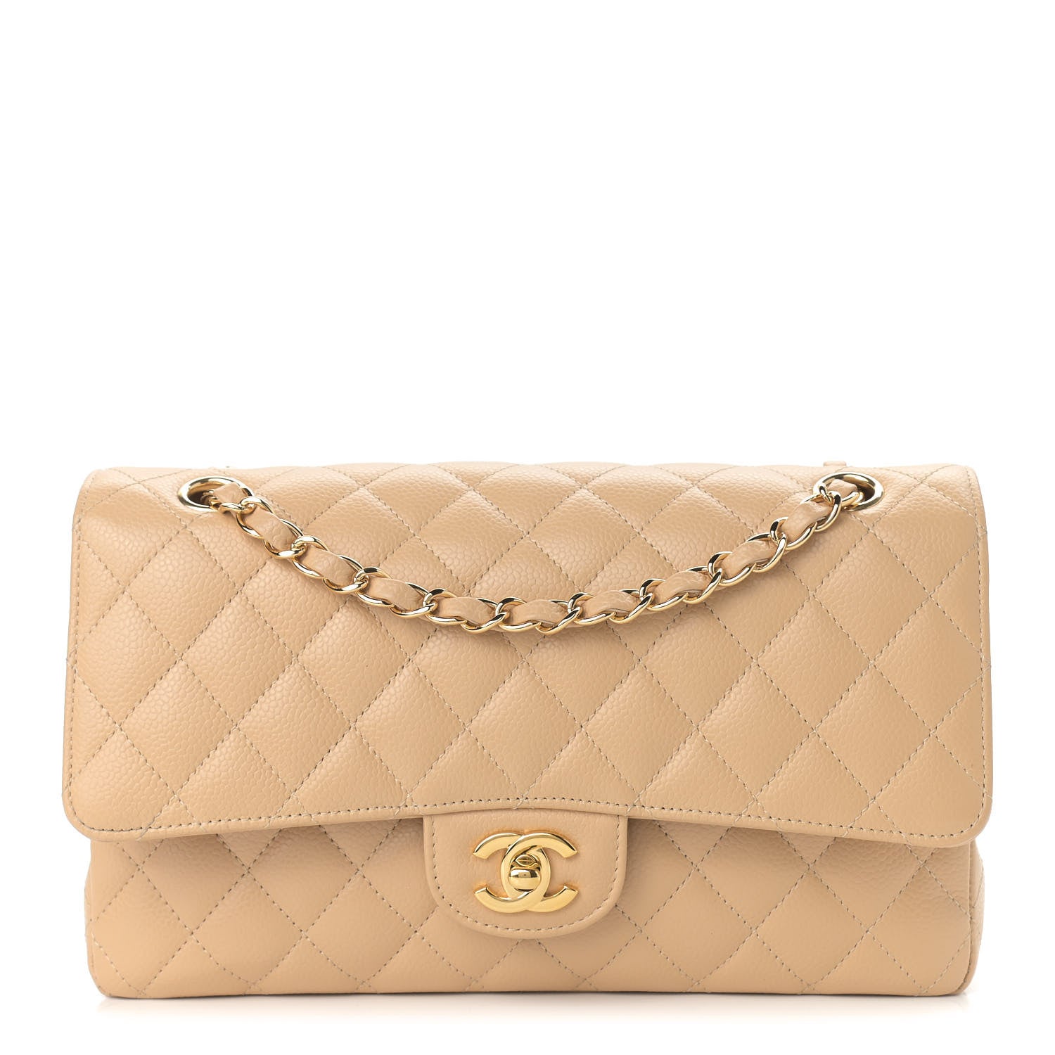 Chanel Caviar Quilted Medium Double Flap Beige 1 of 10