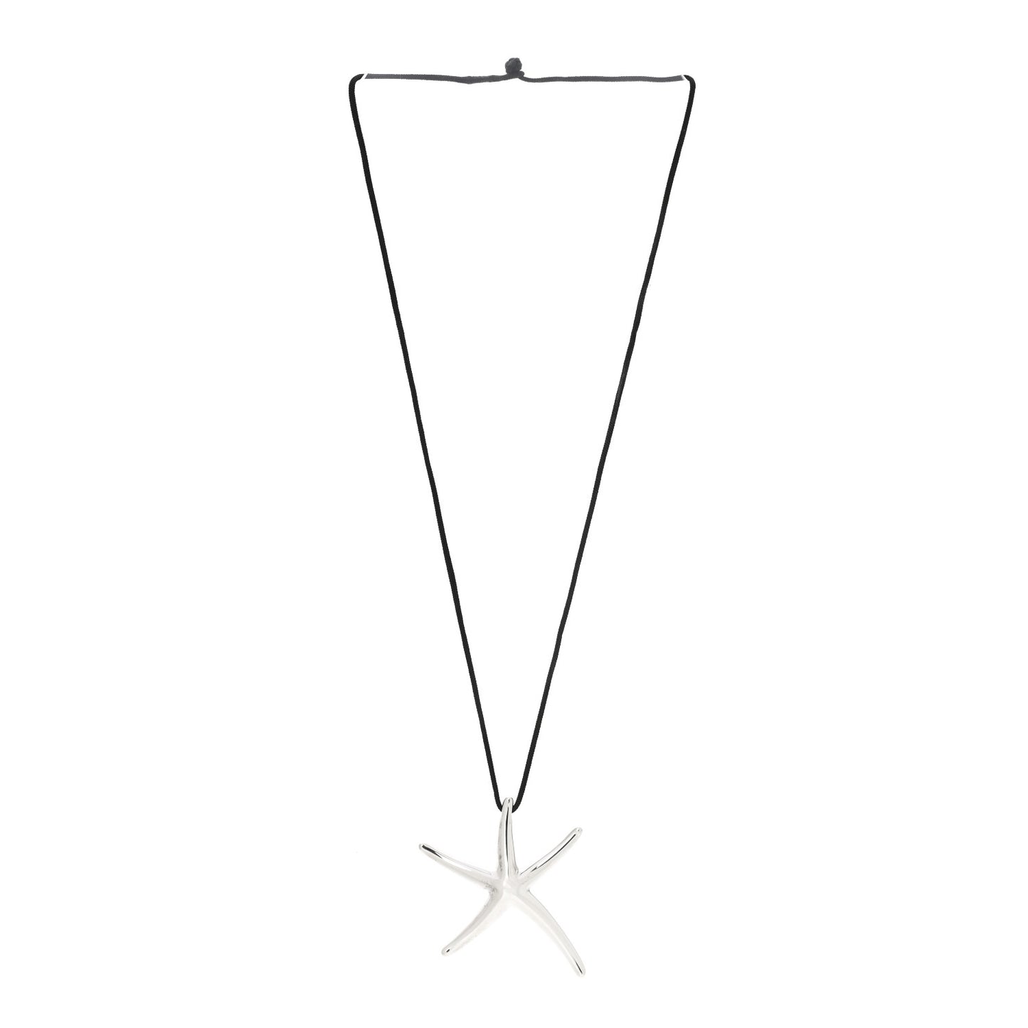 Sterling Silver 42mm Elsa Peretti Starfish Pendant Cord Necklace