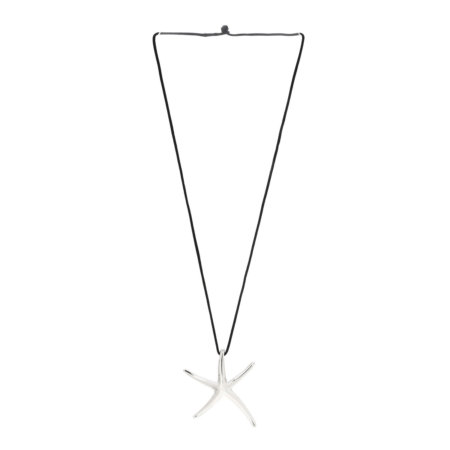 Tiffany Sterling Silver 42mm Elsa Peretti Starfish Pendant Cord Necklace 3 of 5