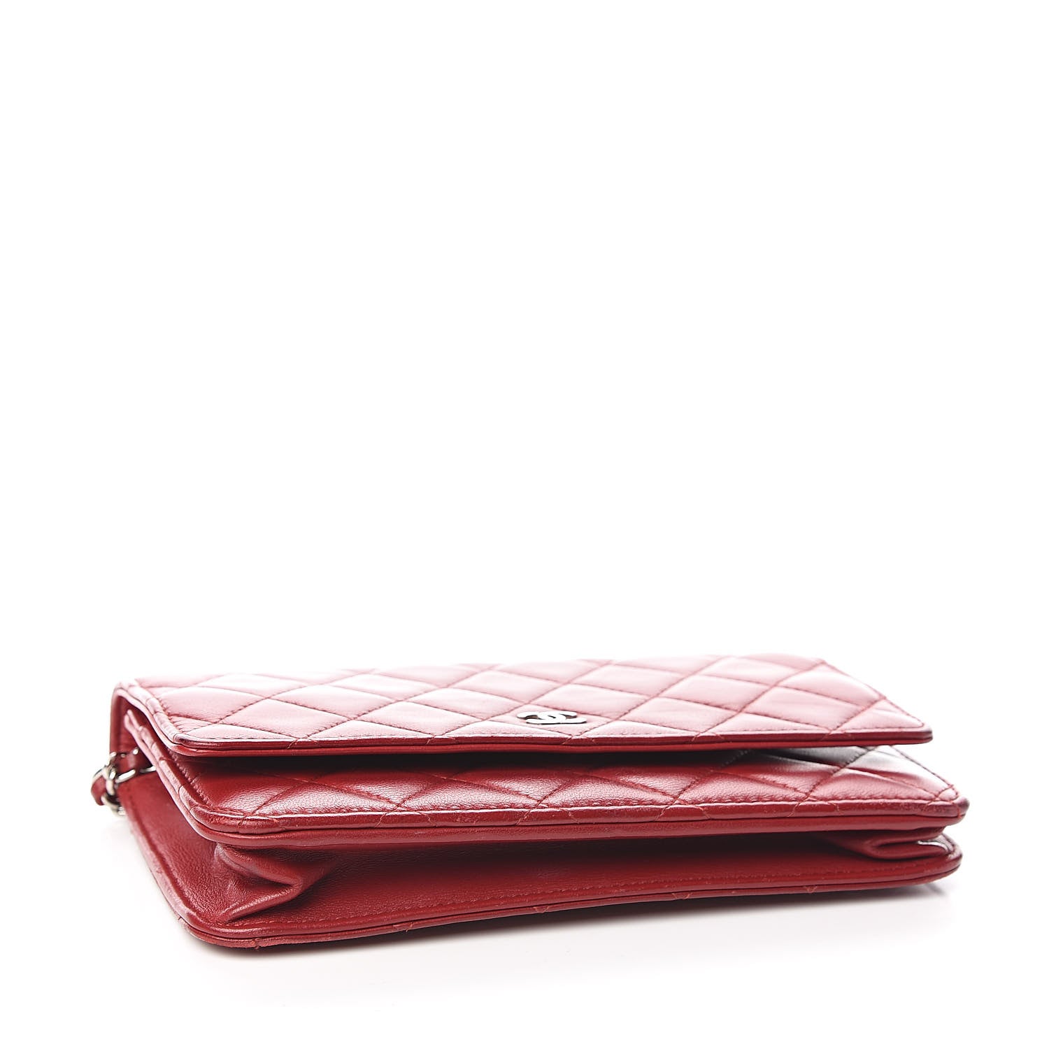 Chanel Lambskin Quilted Wallet On Chain WOC Red 4 of 12