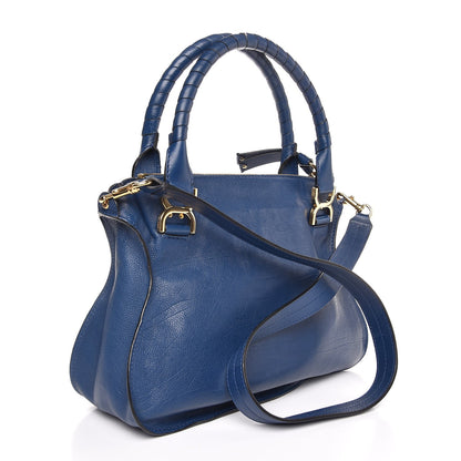 Chloe Natural Grain Calfskin Medium Marcie Nude Satchel Factory Blue 4 of 8