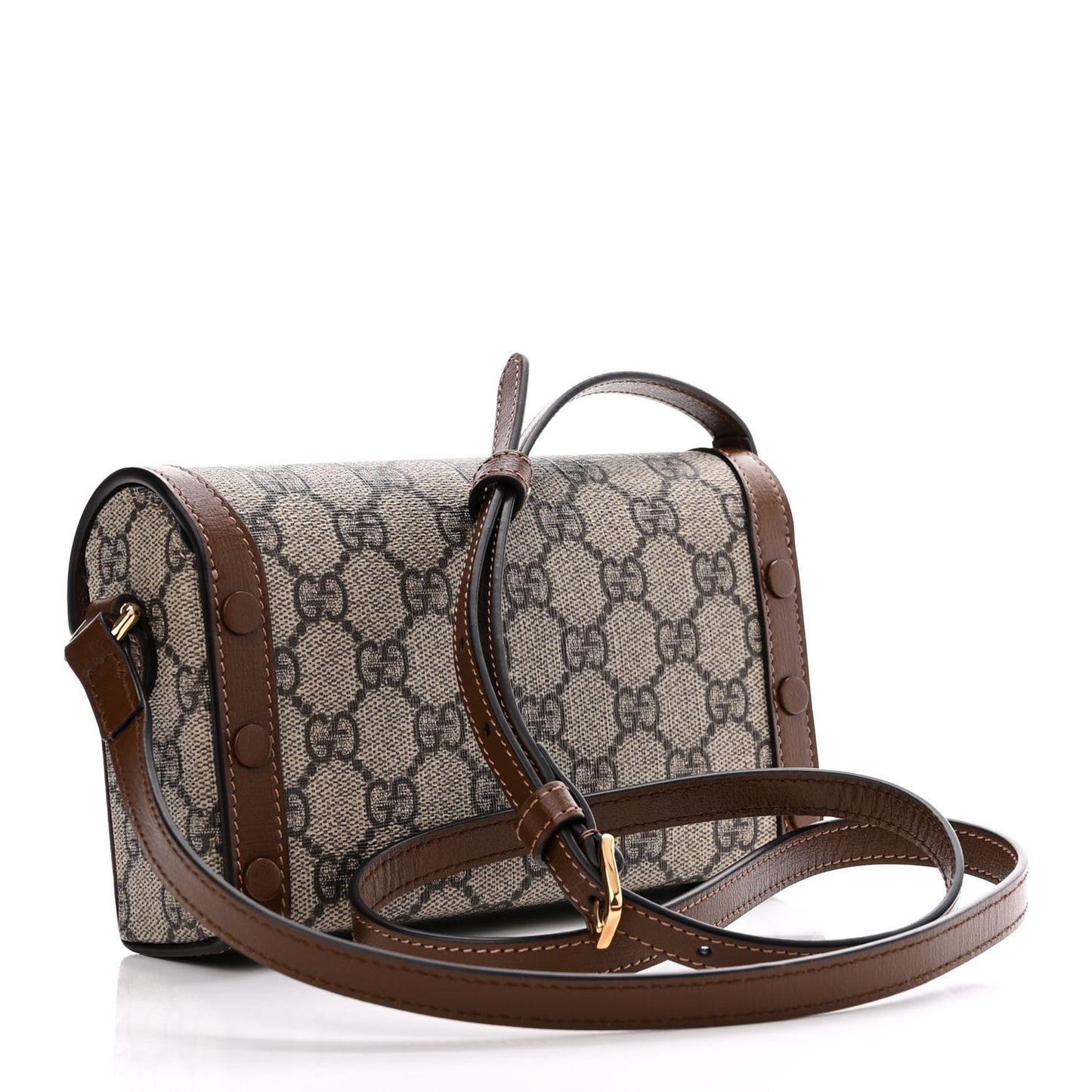 GG Supreme Monogram Mini Horsebit 1955 Shoulder Bag Beige Brown Sugar
