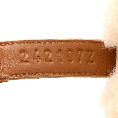 Hermes Suede Goatskin Shearling Womens Oz Mules 38 Natural Ecru 10 of 11