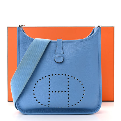 Hermes Taurillon Clemence Evelyne III PM Bleu Paradis 16 of 16