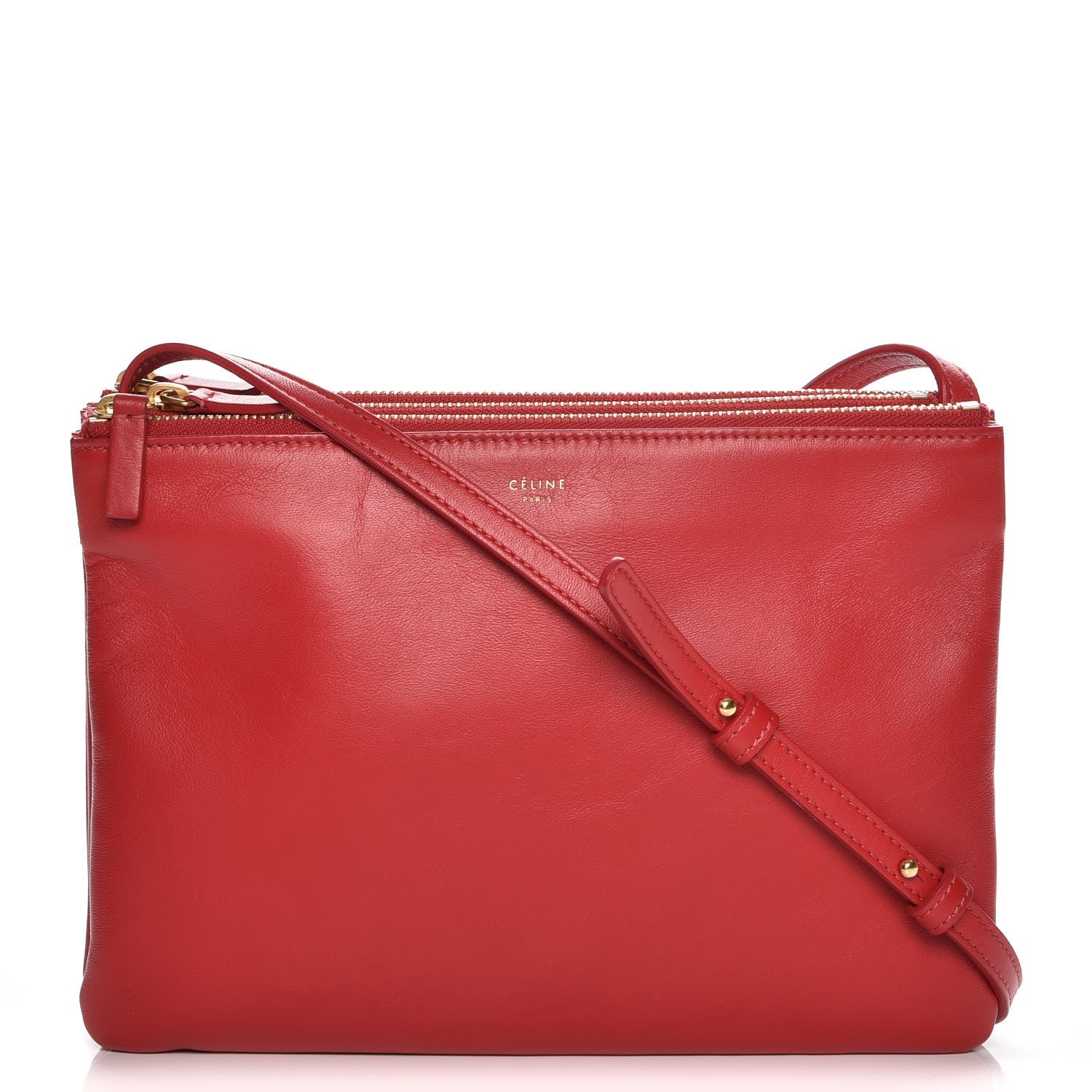 Celine Lambskin Large Trio Crossbody Bag Red 1 of 9