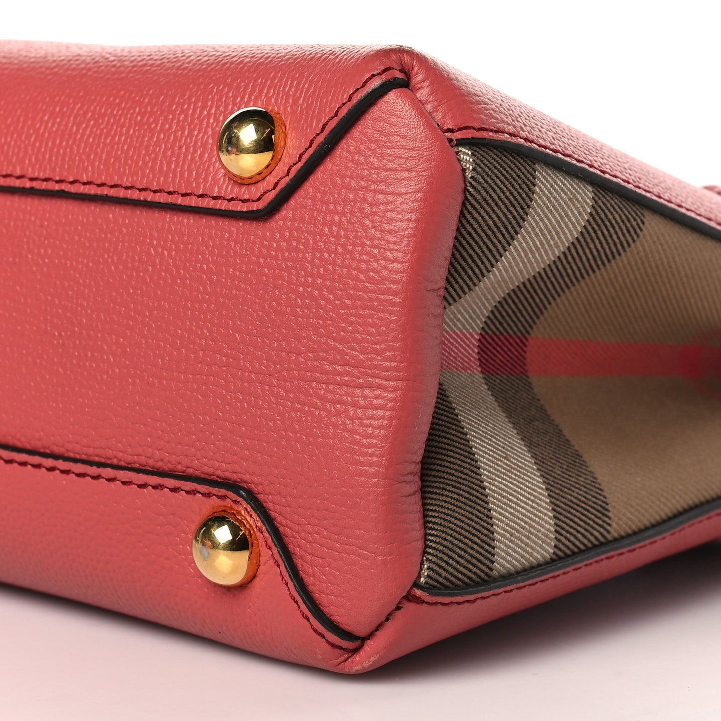 Grainy Calfskin House Check Small Banner Tote Cinnamon Red