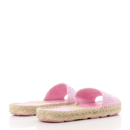 Chanel Tweed Laminated Lambskin CC Slide Sandals 37 Light Pink Gold 4 of 10