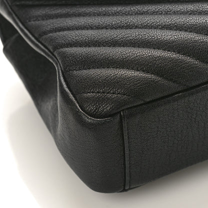 Saint Laurent Sheepskin Matelasse Chevron Monogram Medium College Bag Black 7 of 8