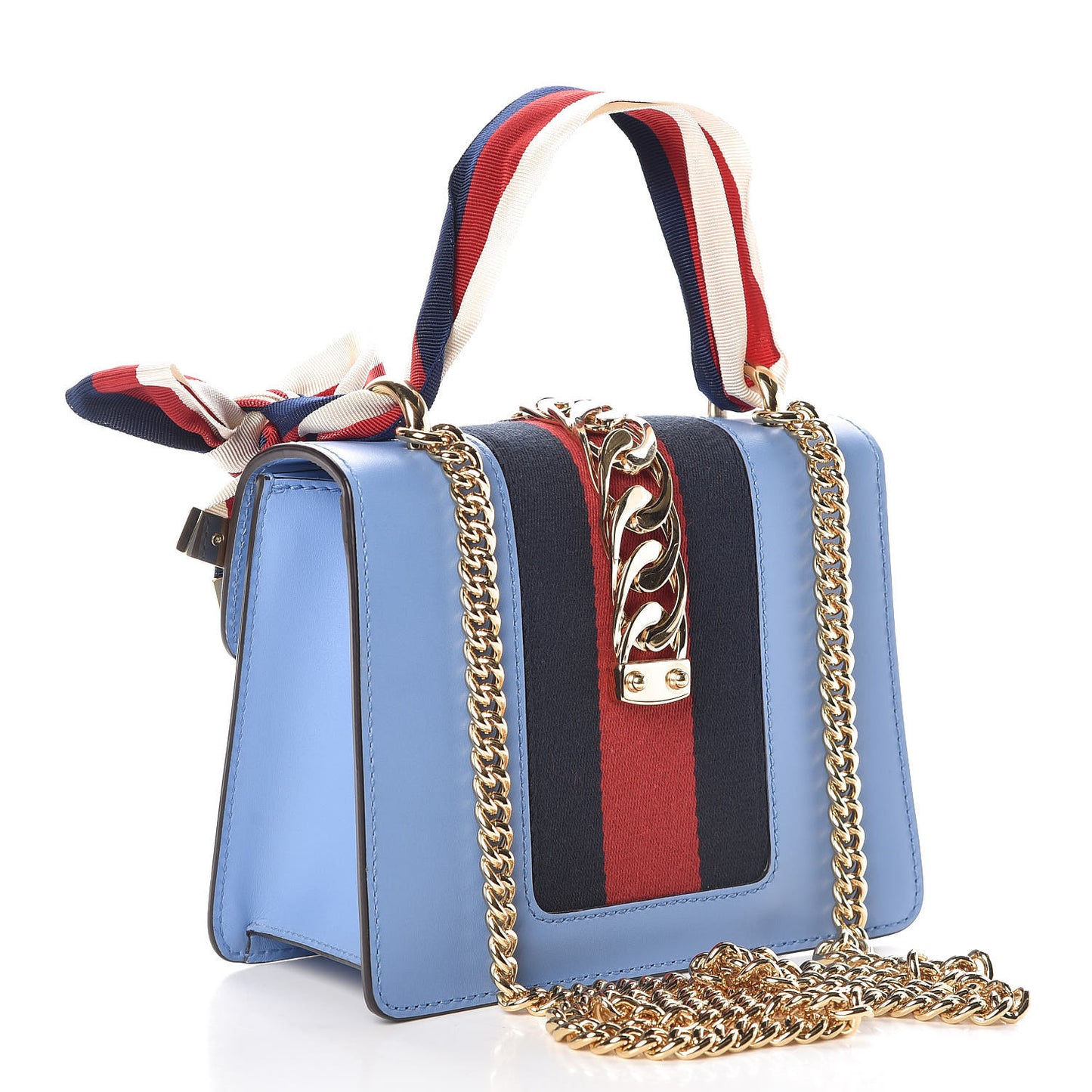 Calfskin Mini Sylvie Chain Shoulder Bag Clear Sky Blue