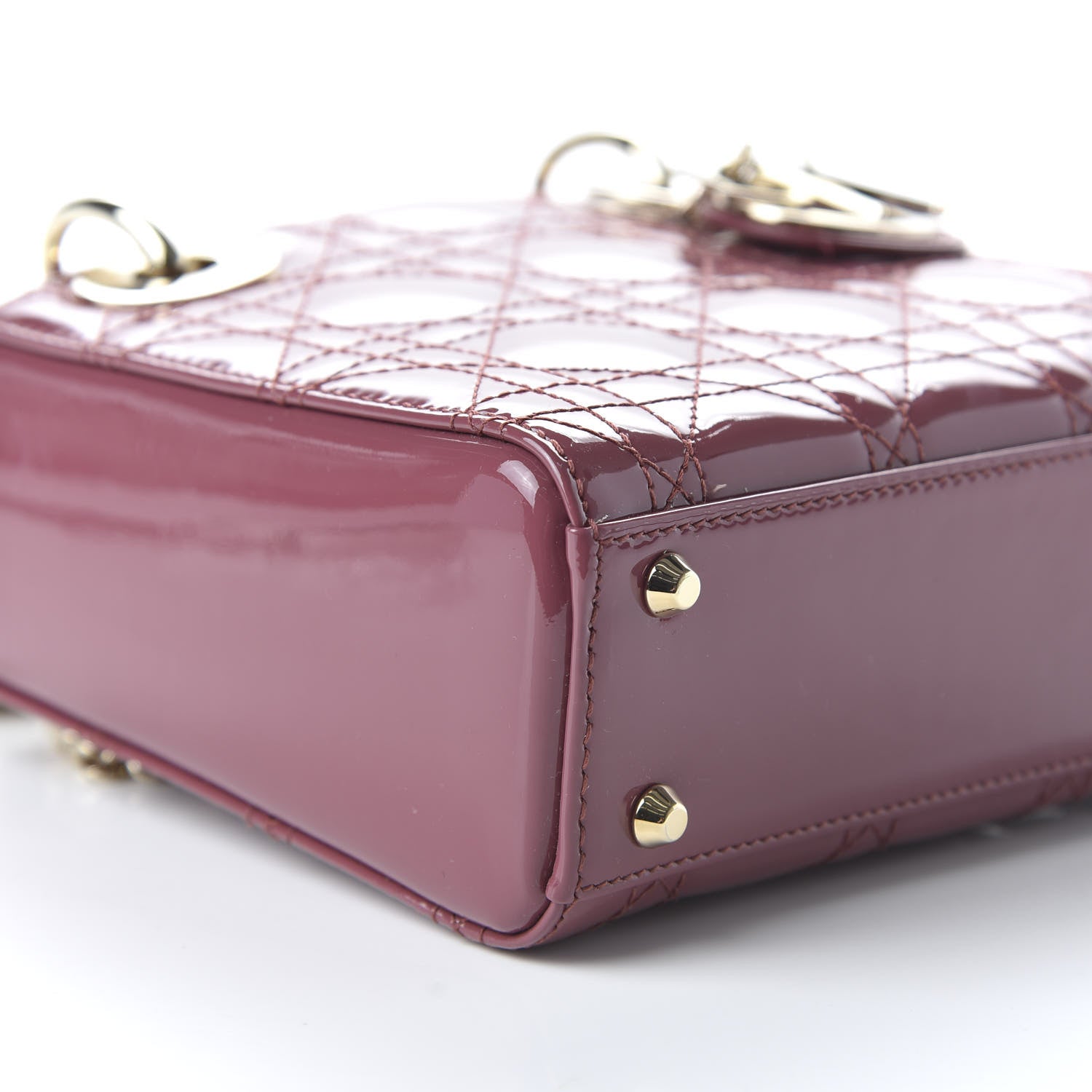 Christian Dior Patent Cannage Mini Lady Dior Dark Pink 6 of 10