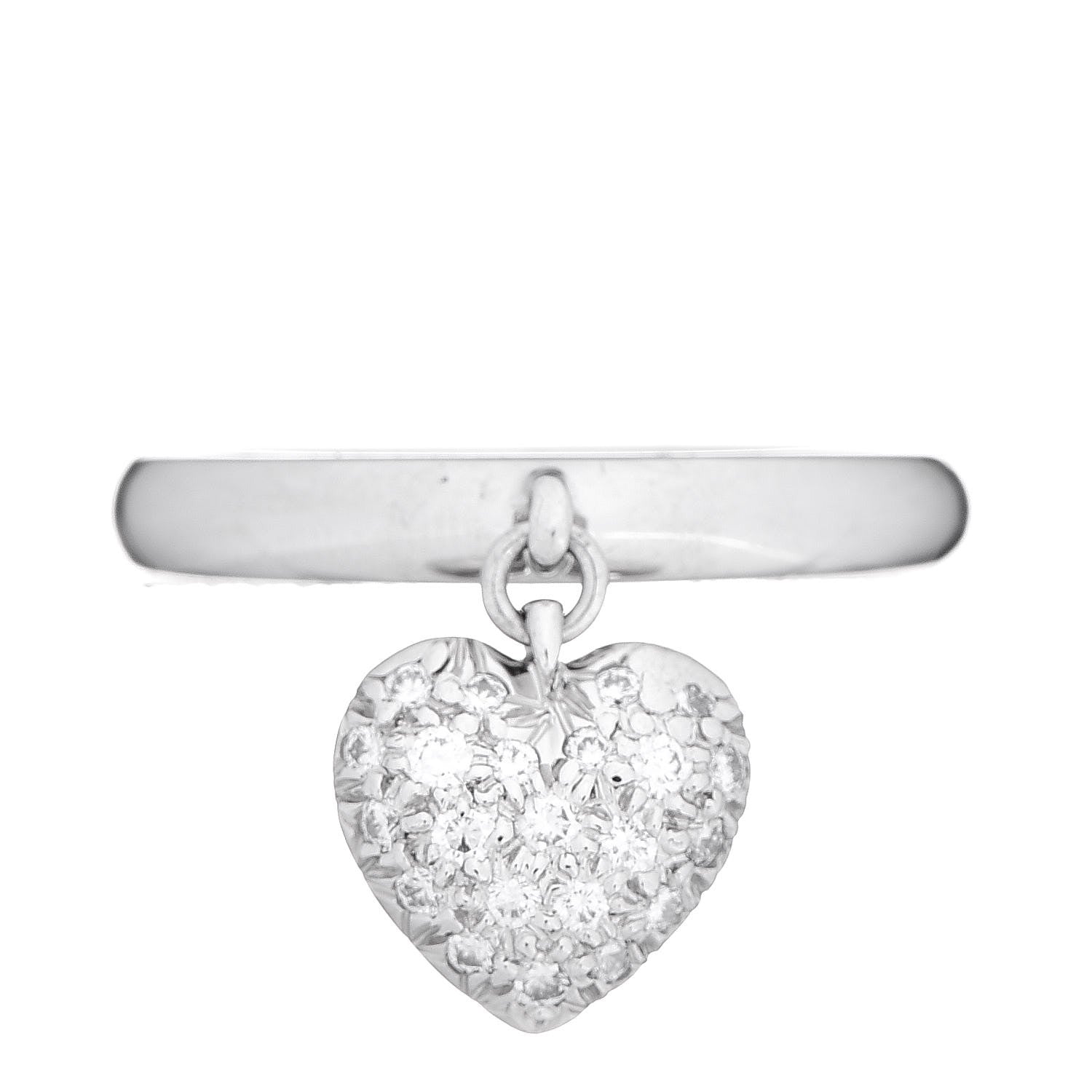 Tiffany Platinum Diamond Heart Charm Ring 49 4.75 1 of 4
