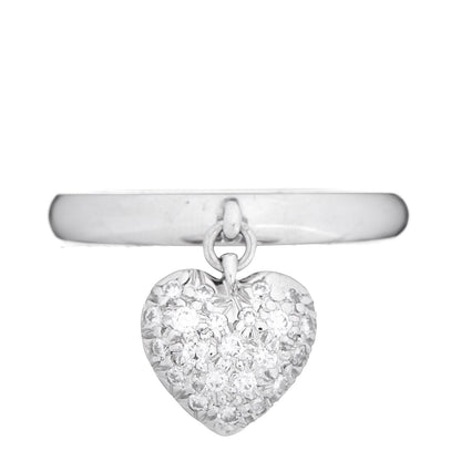 Tiffany Platinum Diamond Heart Charm Ring 49 4.75 1 of 4