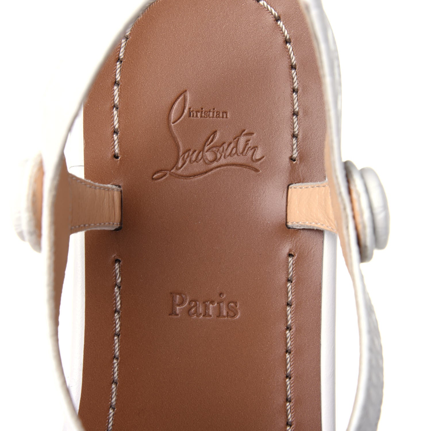 Christian Louboutin Calfskin Jurassic Nappa Planet Ball Flat Sandals 36 White 8 of 10