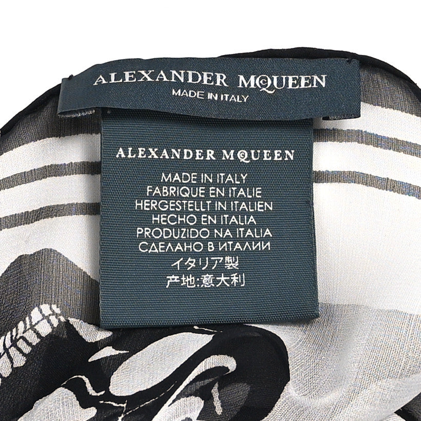 Silk Zodiac Scarf White Black