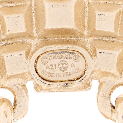 Chanel Resin Crystal Pearl CC Crown Drop Brooch Gold Black 4 of 4