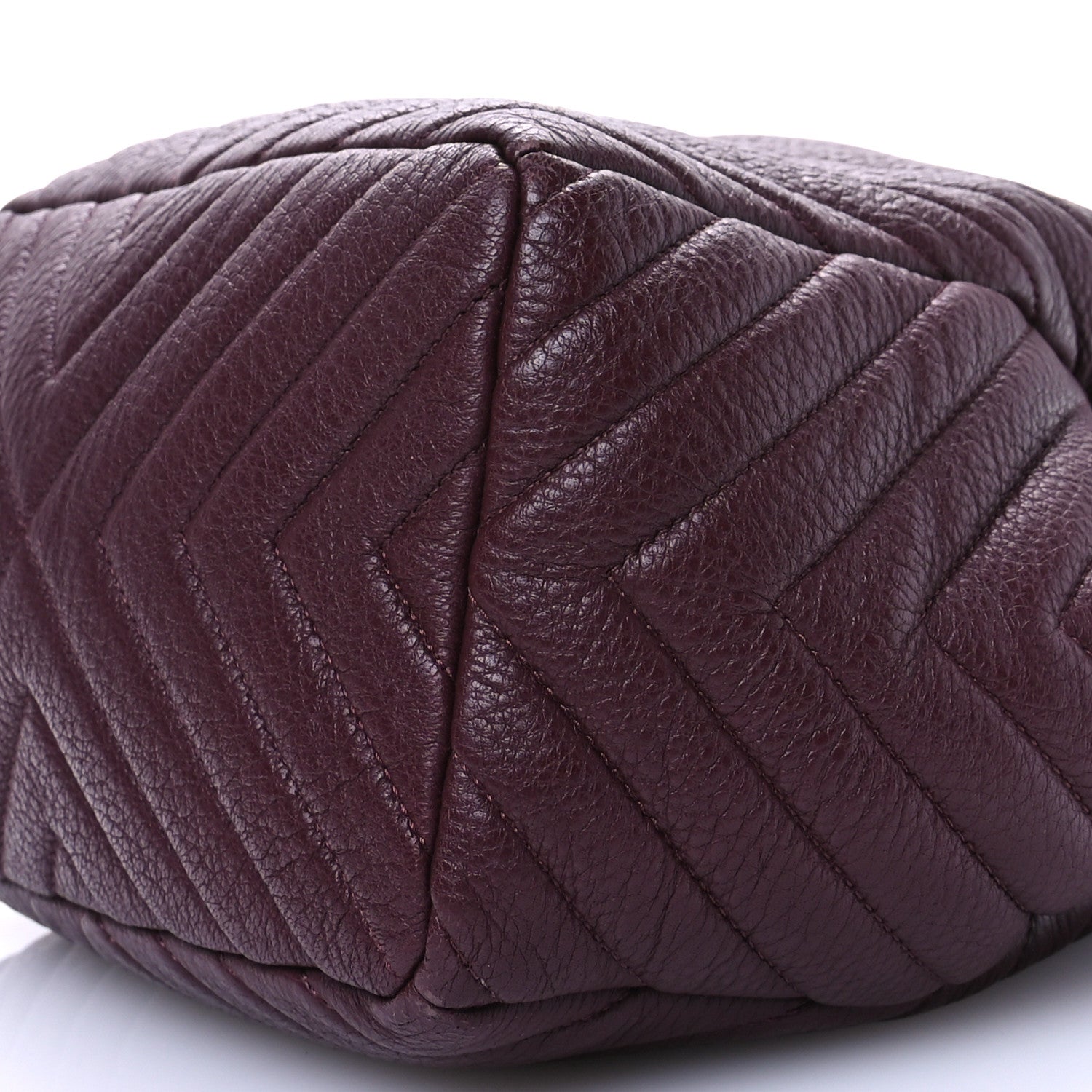 Chanel Deerskin Chevron Medium CC Chain Bucket Drawstring Bag Burgundy 10 of 10