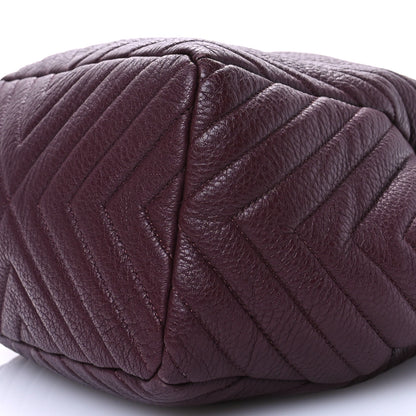 Chanel Deerskin Chevron Medium CC Chain Bucket Drawstring Bag Burgundy 10 of 10