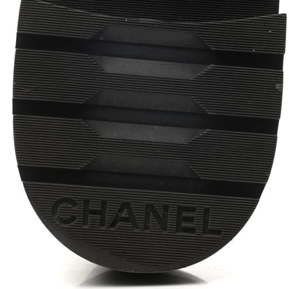 Chanel Shiny Goatskin Calfskin Quilted Lace Up Combat Boots 37.5 White Black 6 of 9