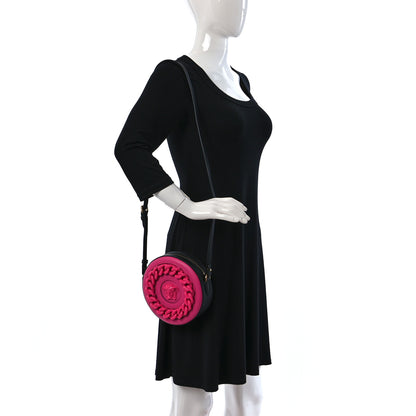 Versace Calfskin Mini La Medusa Chain Round Crossbody Bag Fuchsia 2 of 8