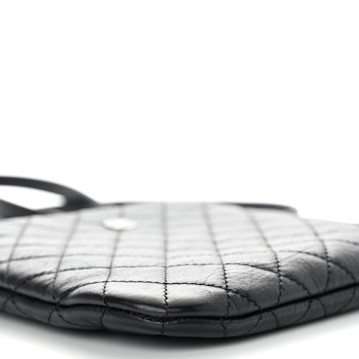 Aged Calfskin Quilted Crossbody Bag Black