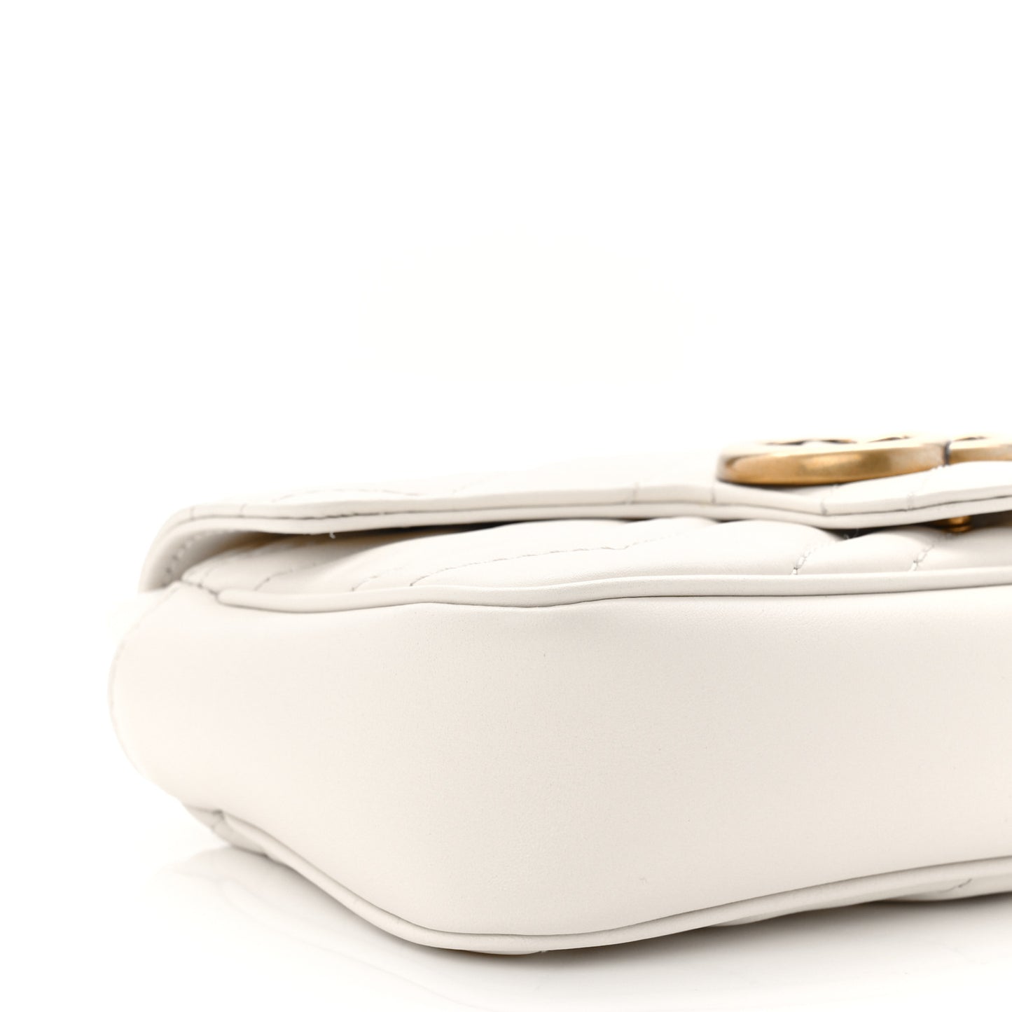 Calfskin Matelasse Super Mini GG Marmont Shoulder Bag White
