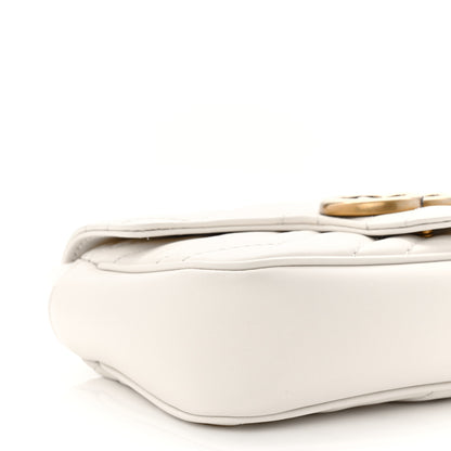Gucci Calfskin Matelasse Super Mini GG Marmont Shoulder Bag White 9 of 11