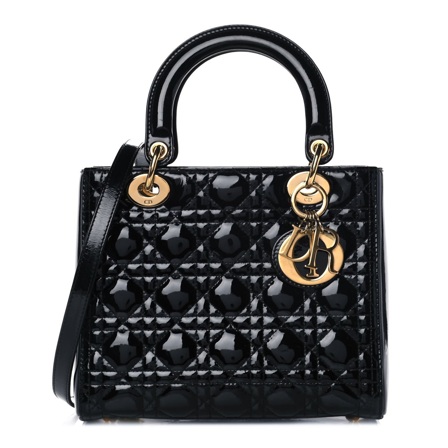 Patent Cannage Medium Lady Dior Black