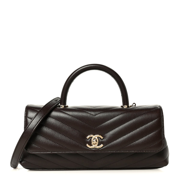 アーセナル　コクラン　オーセンティック Chanel Goatskin Chevron Quilted Maxi East West Coco Handle Flap