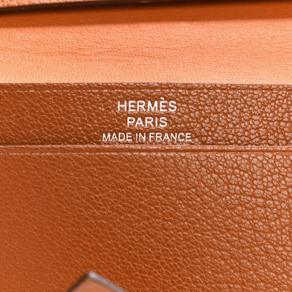 Hermes Chevre Mysore Verso Bearn Card Holder Wallet Caramel Orange 6 of 8