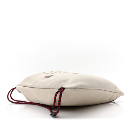 Gucci Calfskin Logo Drawstring Backpack Mystic White 4 of 10