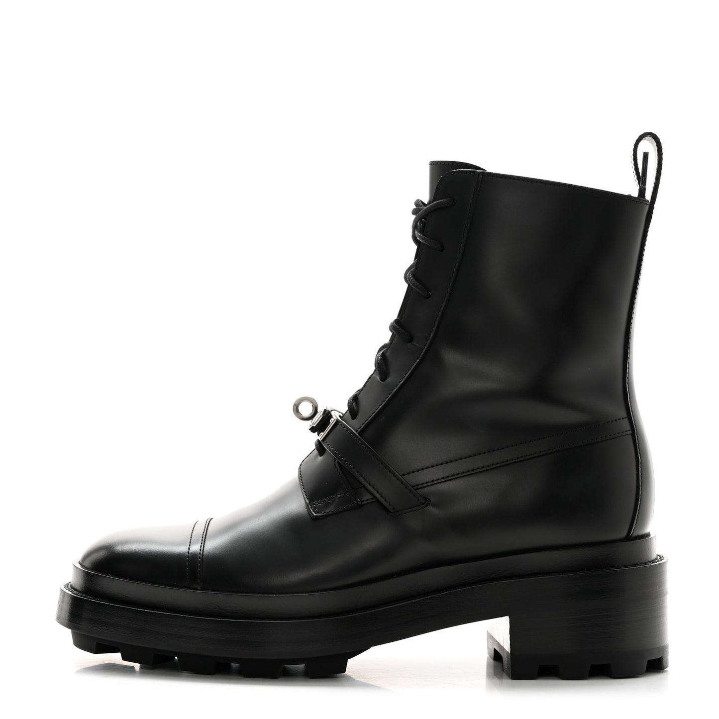 Glossed Calfskin Funk Ankle Boots 37 Black