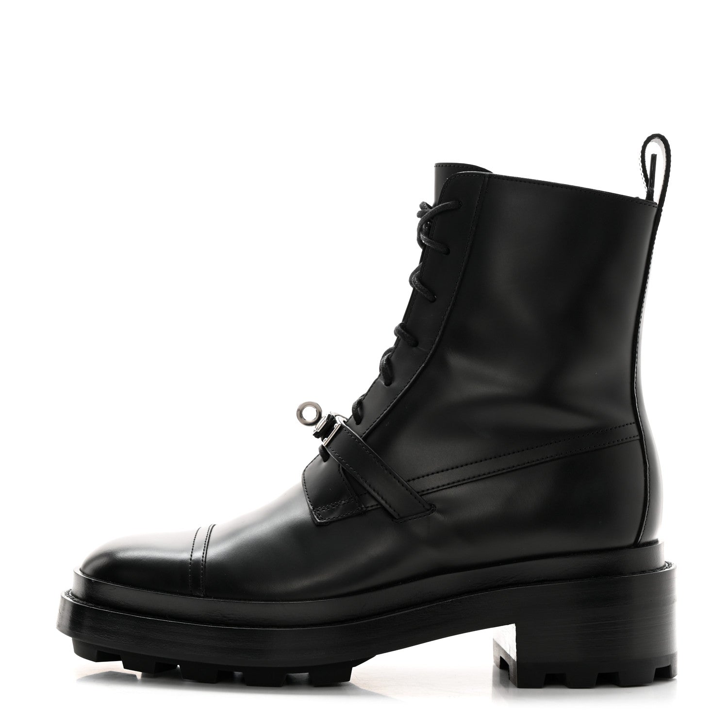 Hermes Glossed Calfskin Funk Ankle Boots 37 Black 1 of 9