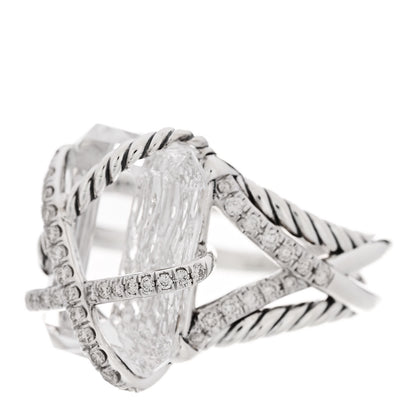 David Yurman Sterling Silver Diamond Quartz 18mm Cable Wrap Ring 56 7.5 3 of 6
