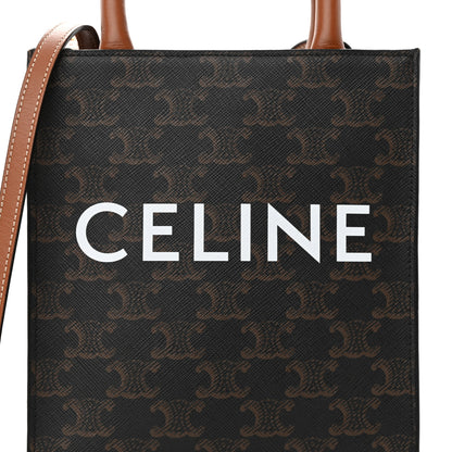 Celine Triomphe Canvas Calfskin Mini Vertical Cabas Tan 6 of 12