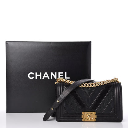 Chanel Caviar Suede Calfskin Chevron Medium Boy Flap Black 8 of 8