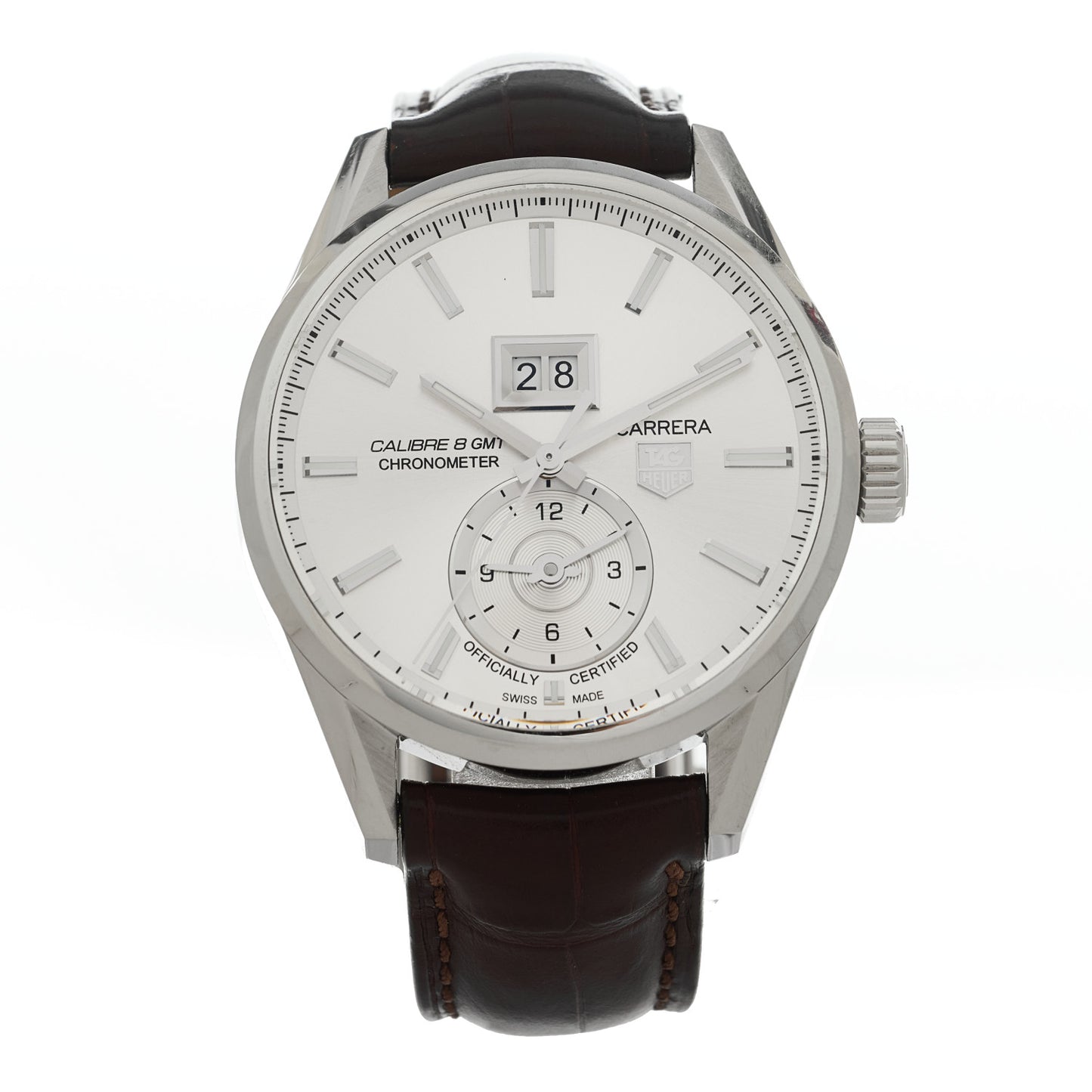 Stainless Steel Alligator 41mm Carrera Calibre 8 Automatic Watch Silver WAR5011