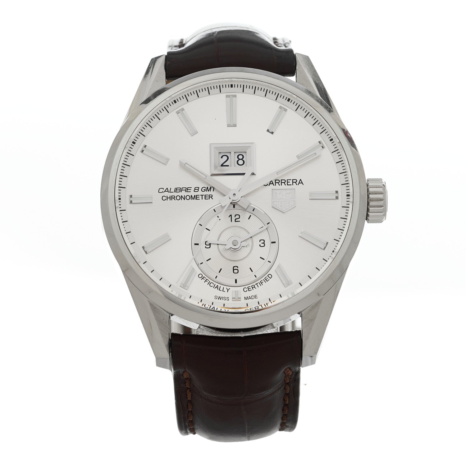 Tag Heuer Stainless Steel Alligator 41mm Carrera Calibre 8 Automatic Watch Silver WAR5011 1 of 5