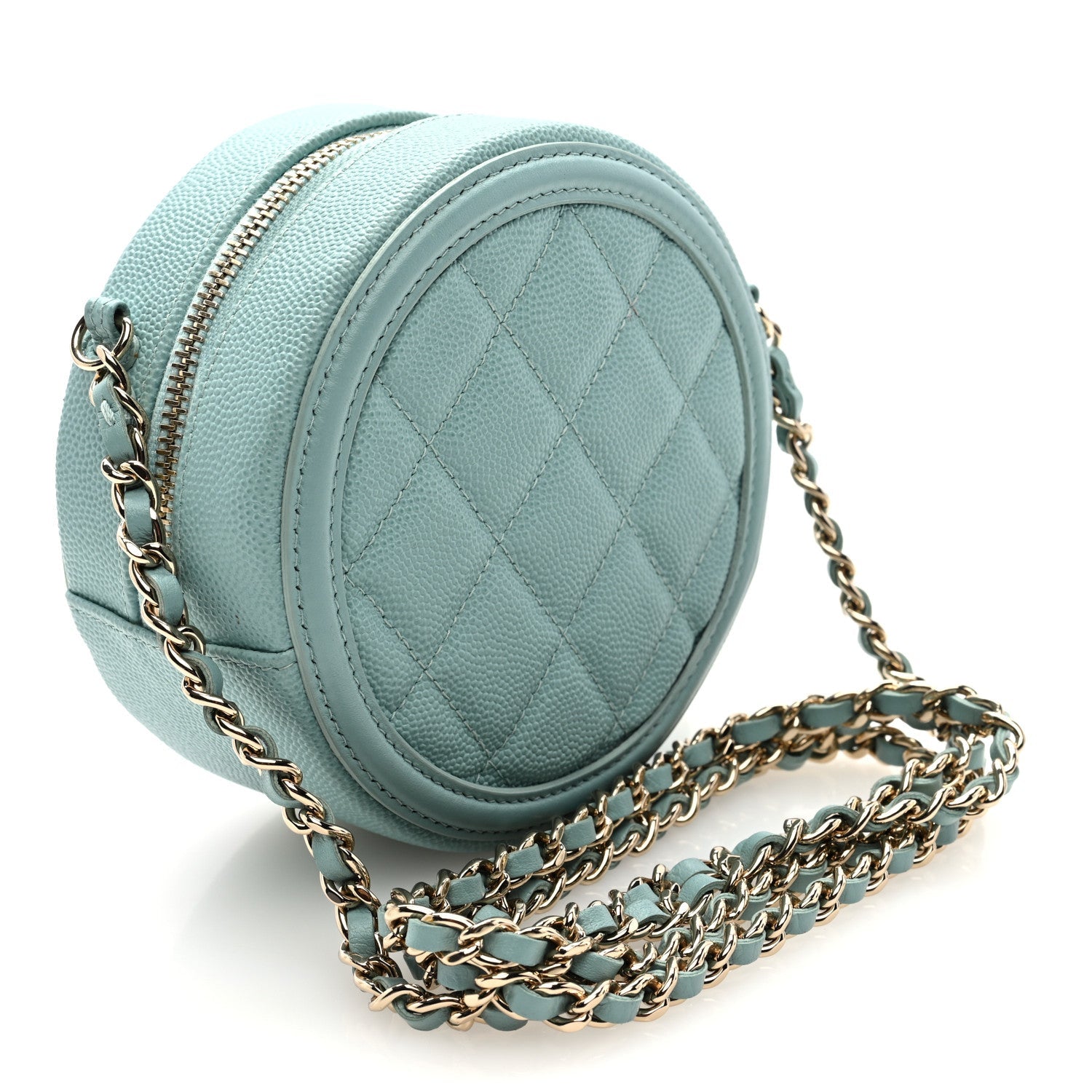 Chanel Caviar Quilted Round Filigree Crossbody Light Blue 3 of 10