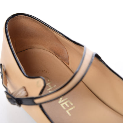 Chanel Lambskin Cap Toe Flats 38 Beige Black 10 of 11