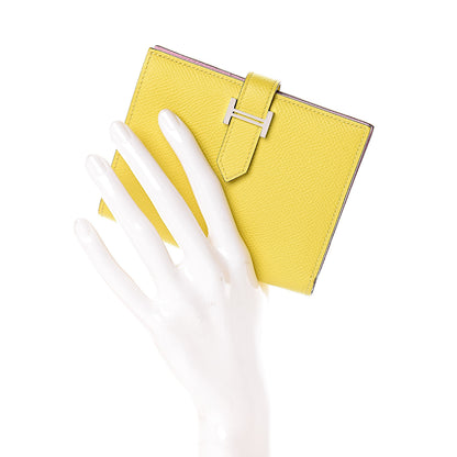 Hermes Epsom Verso Bearn Compact Wallet Lime Mauve Silvestre 2 of 7