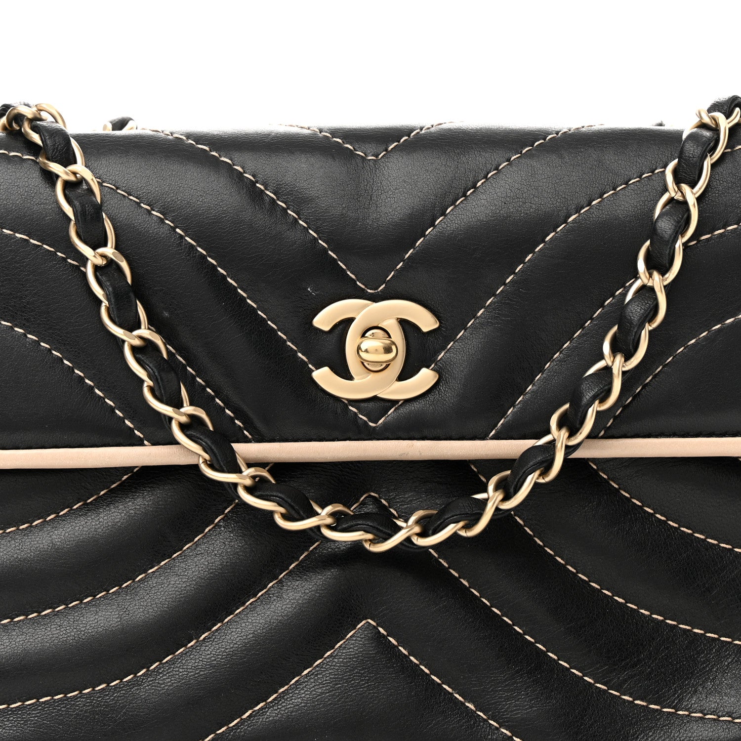 Chanel Lambskin Quilted Single Flap Bag Black Beige 8 of 12