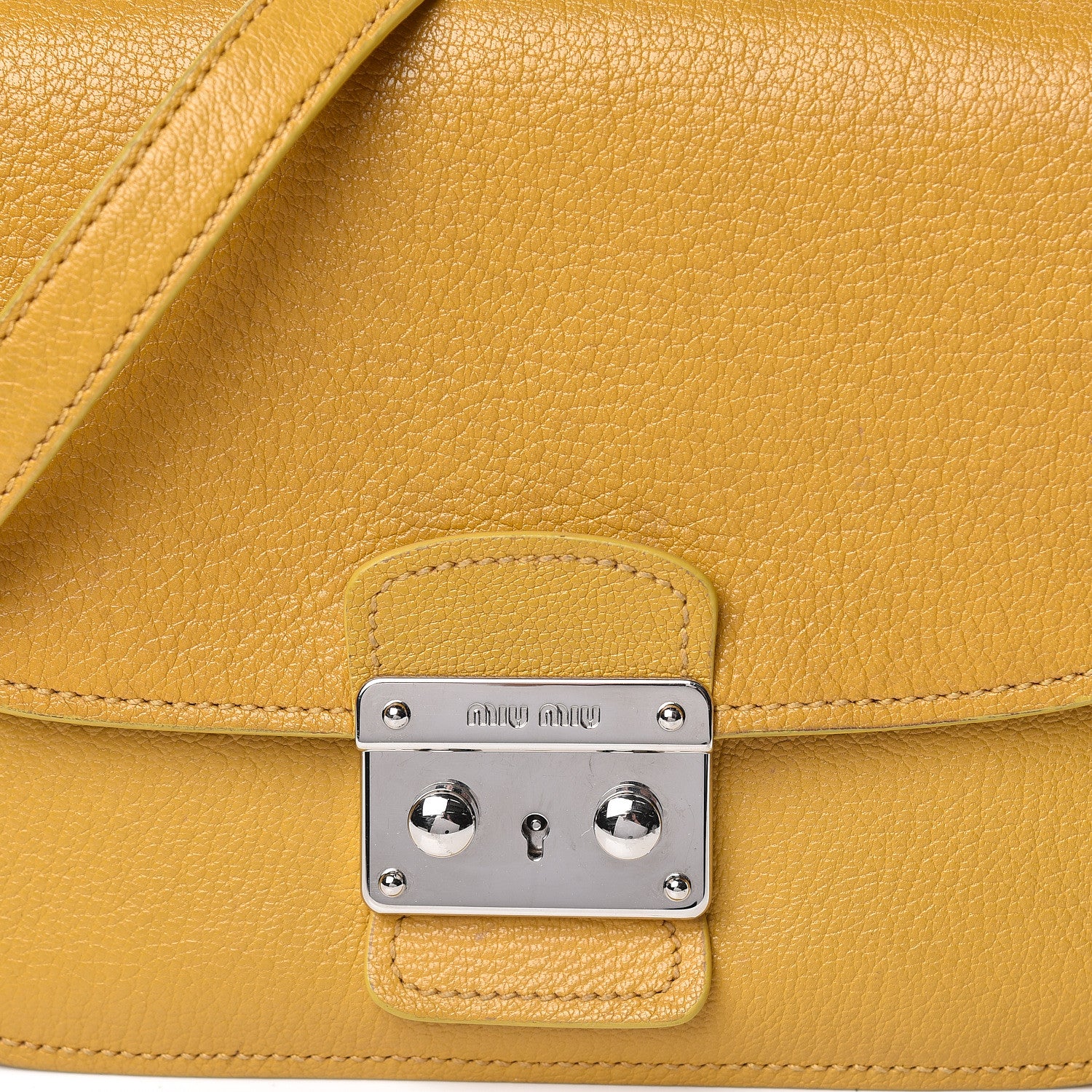 Miu Miu Goatskin Madras Shoulder Bag Yellow 10 of 18