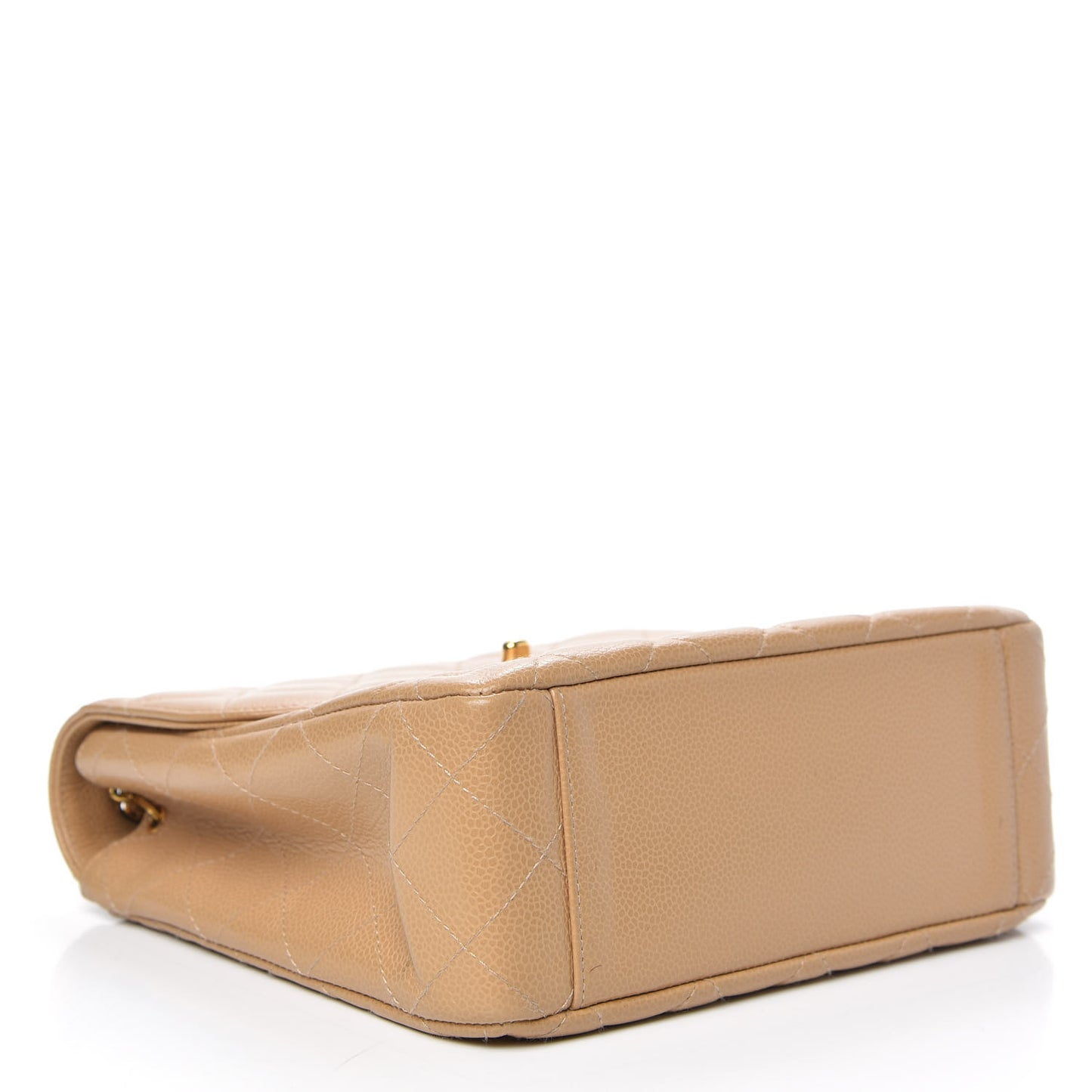 Caviar Quilted Small Single Flap Beige