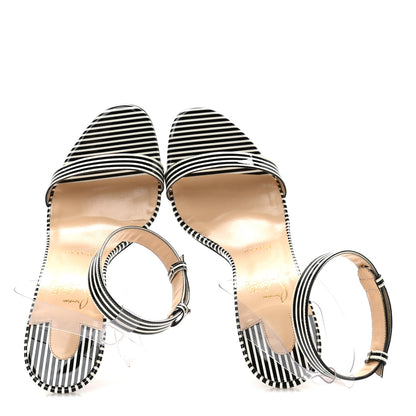 Christian Louboutin Patent PVC Striped Illusion Jonatina 100 Sandals 39 Black White 2 of 7