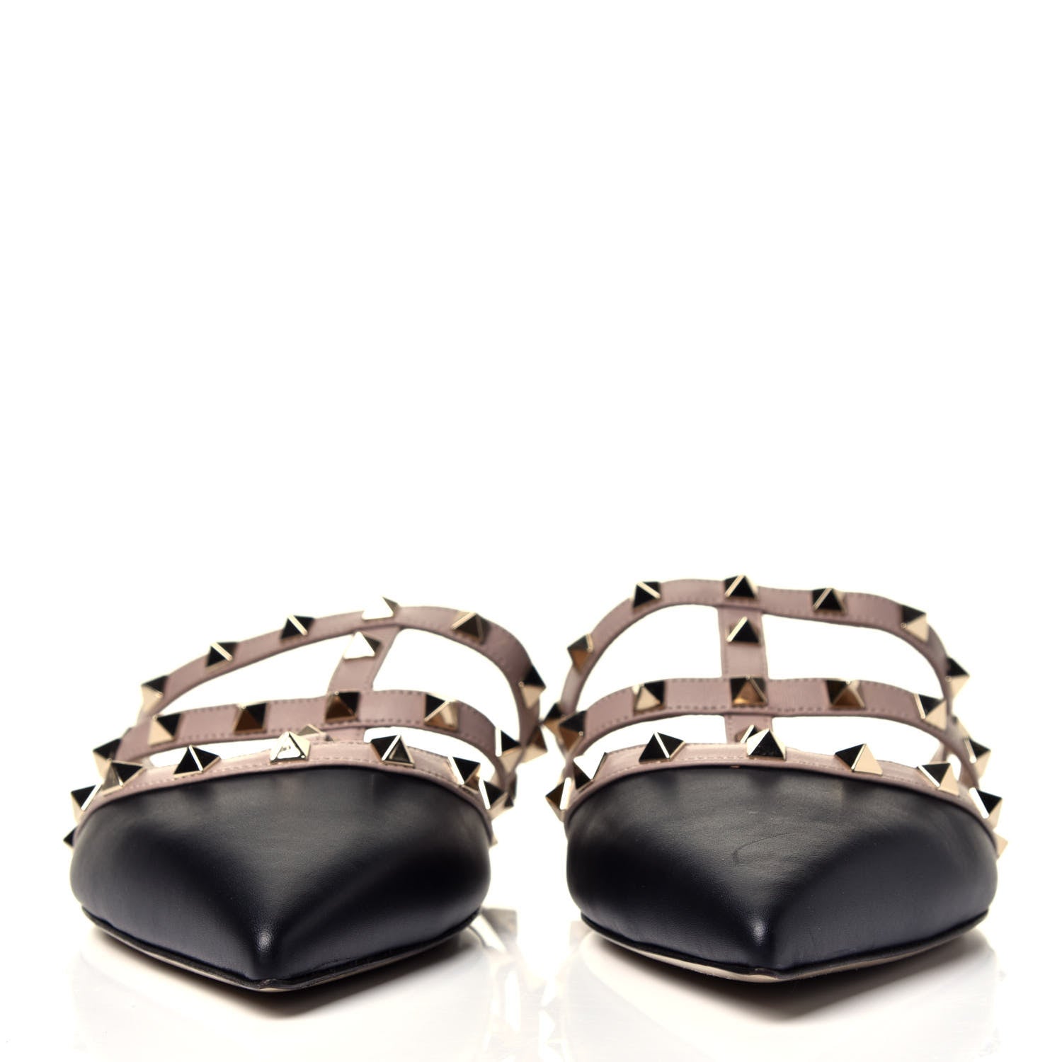 Valentino Garavani Nappa Rockstud Flat Cage Mules 40.5 Black Poudre 2 of 10